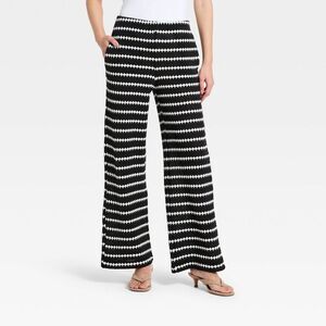 a new day Black and White Wide Leg Knit Pants